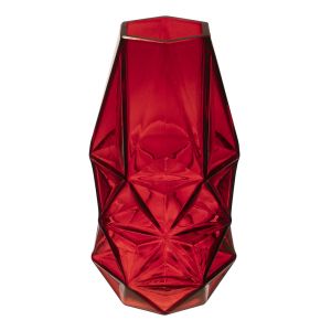 4 pcs Geometric Red Glass Vase. H-10
