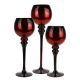 3-Piece Set, Red Crackle Mercury Glass Candle Holders. H-12