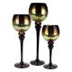 3-Piece Set, Amber Gold Crackle Mercury Glass Candle Holders. H-12