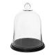 Glass Bell Cloche Display Dome With Black Wood Base (H:13