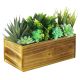 Natural Light Brown Wood Rectangle Planter Box With Plastic Liner (H:4