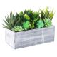 White Wood Rectangle Planter Box With Plastic Liner (H:4