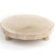 round wooden plant stand with three legs