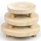 wooden round serve board with footed pedestal