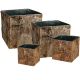 Set of 4 Natural Birch Wood Wrapped Zinc Cube Vases
